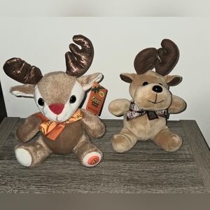 Reese's Christmas Reindeer plush 8" & Hersheys Reindeer Moose 8" Plush.